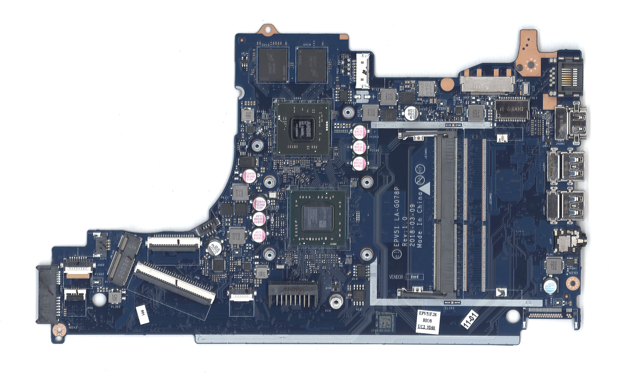 Материнская плата LA-G078P HP 255 G7 15T-DB 15-DB 15-DA 530 2GB A6-9225 L48204-601