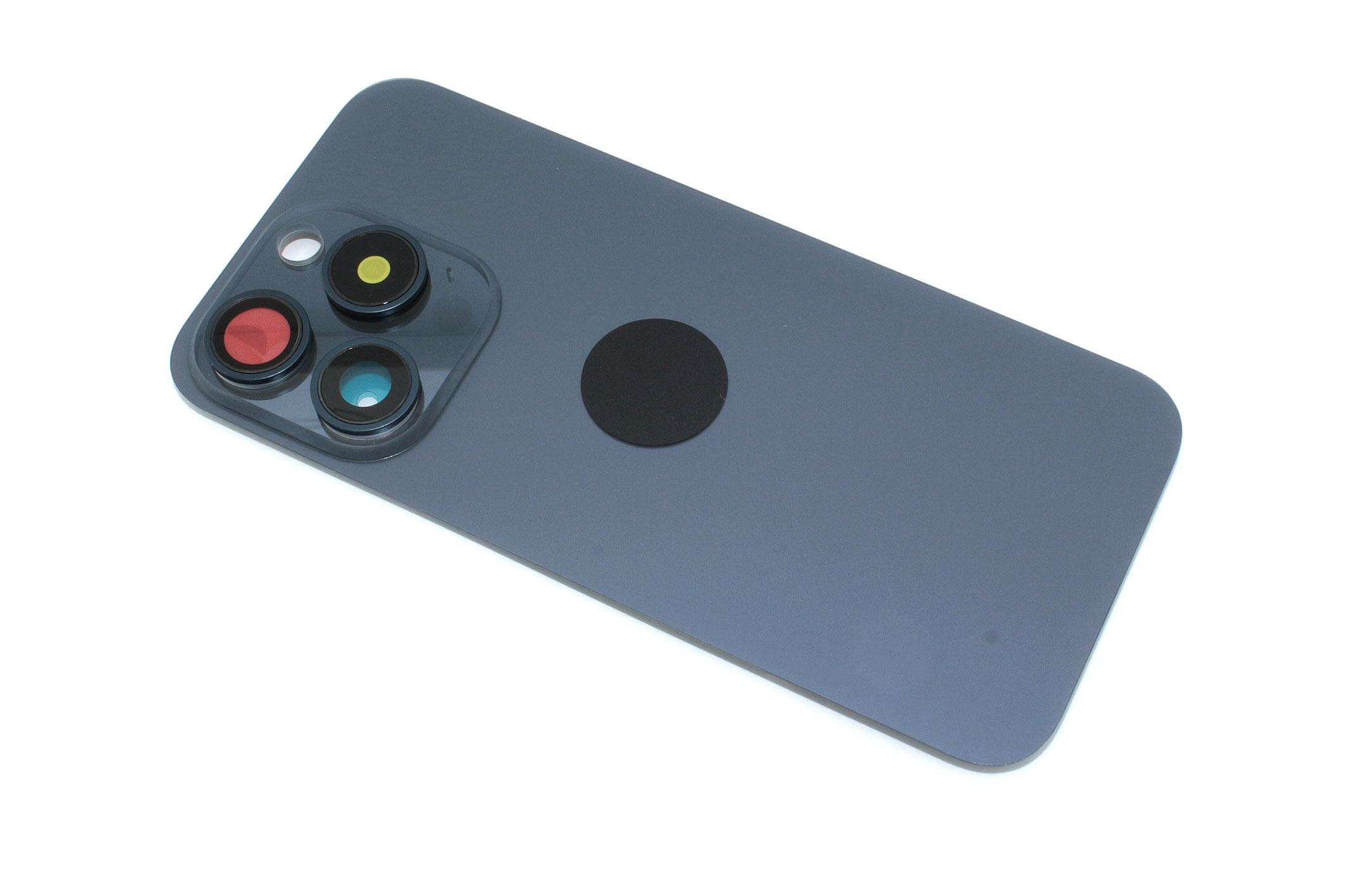 Задняя крышка (стекло) для iPhone 15 Pro (A3102) в сборе со стеклом камеры синяя
