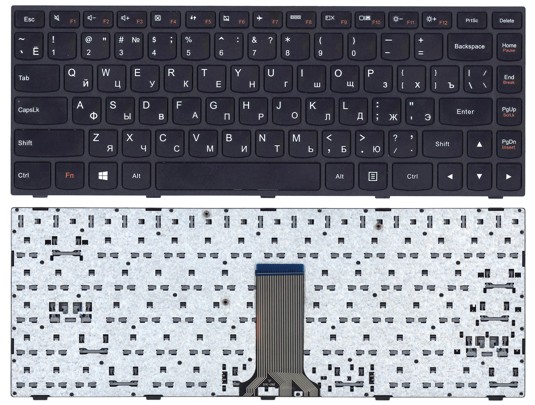 Клавиатура для ноутбука Lenovo Flex 2-14 G40-30 G40-70 черная с черной рамкой без подсветки