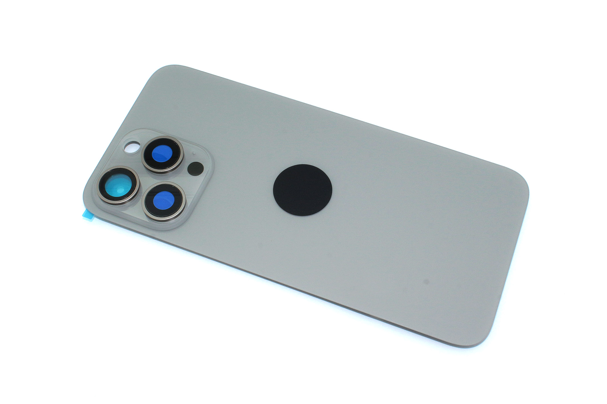 Задняя крышка (стекло) для iPhone 15 Pro Max (A3106) в сборе со стеклом камеры серая