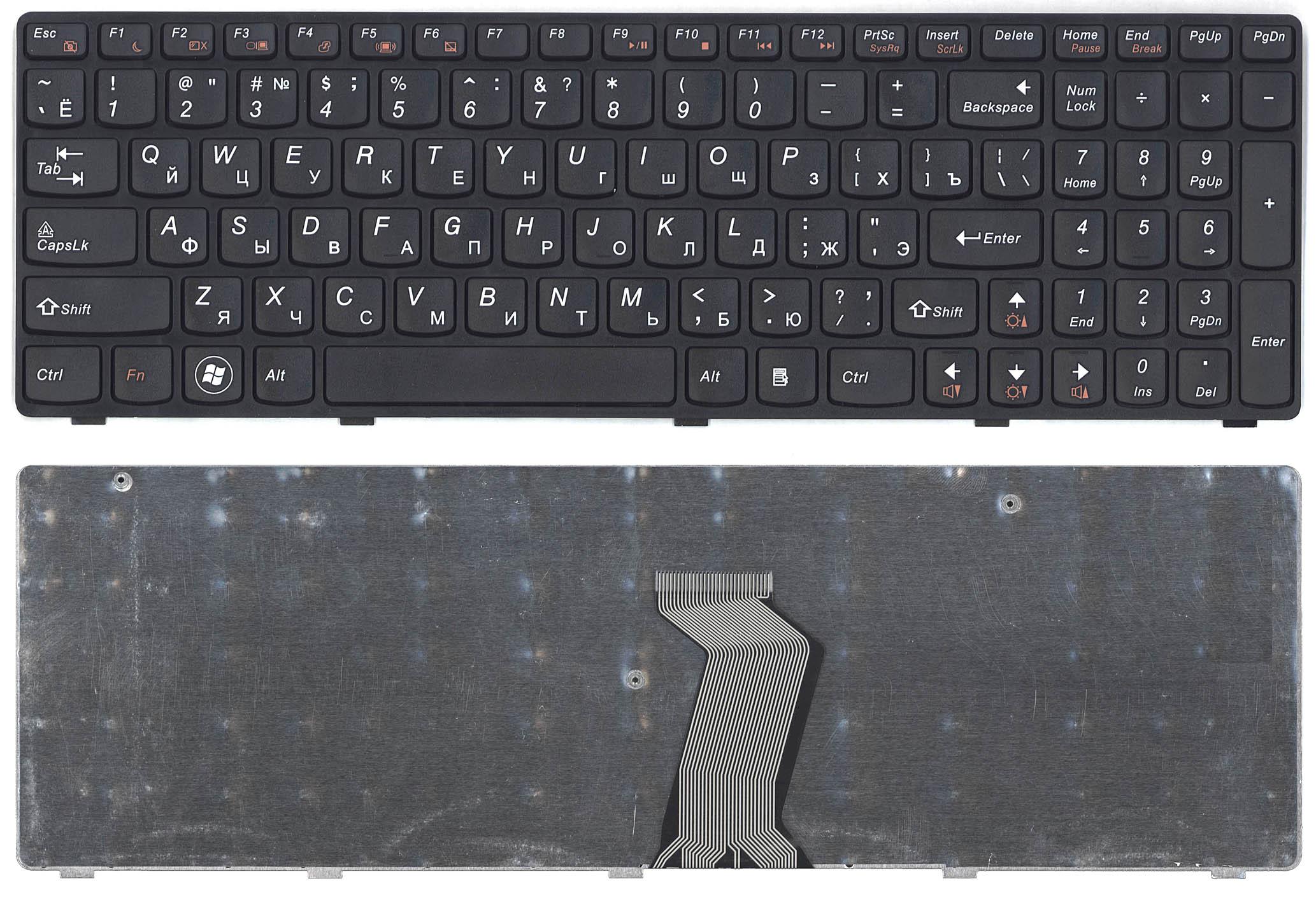 Клавиатура для ноутбука Lenovo Ideapad G580 G585 Z580 Z585 Z780 G780  черная с черной рамкой