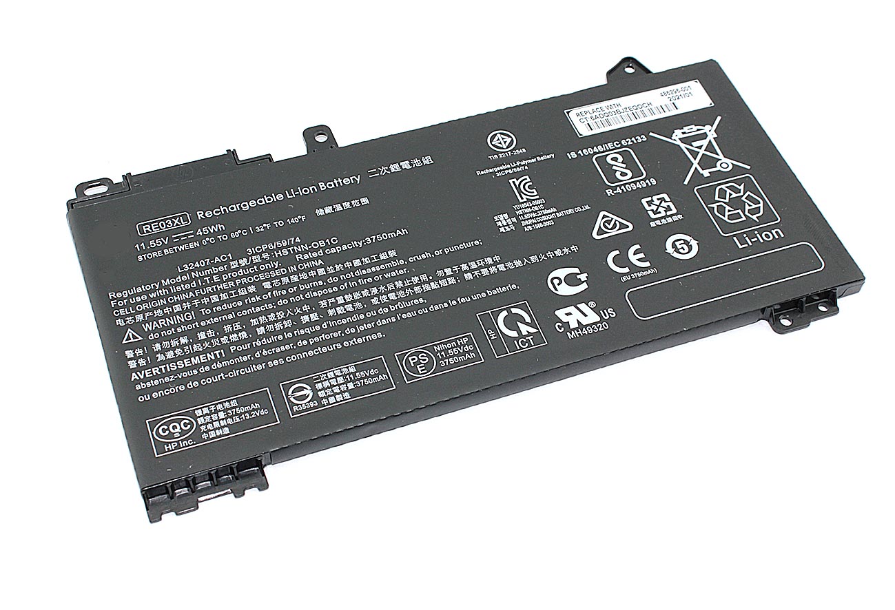 Аккумуляторная батарея для ноутбука HP ProBook 430 G6 (RE03-3S1P) 11.55V 45Wh черная
