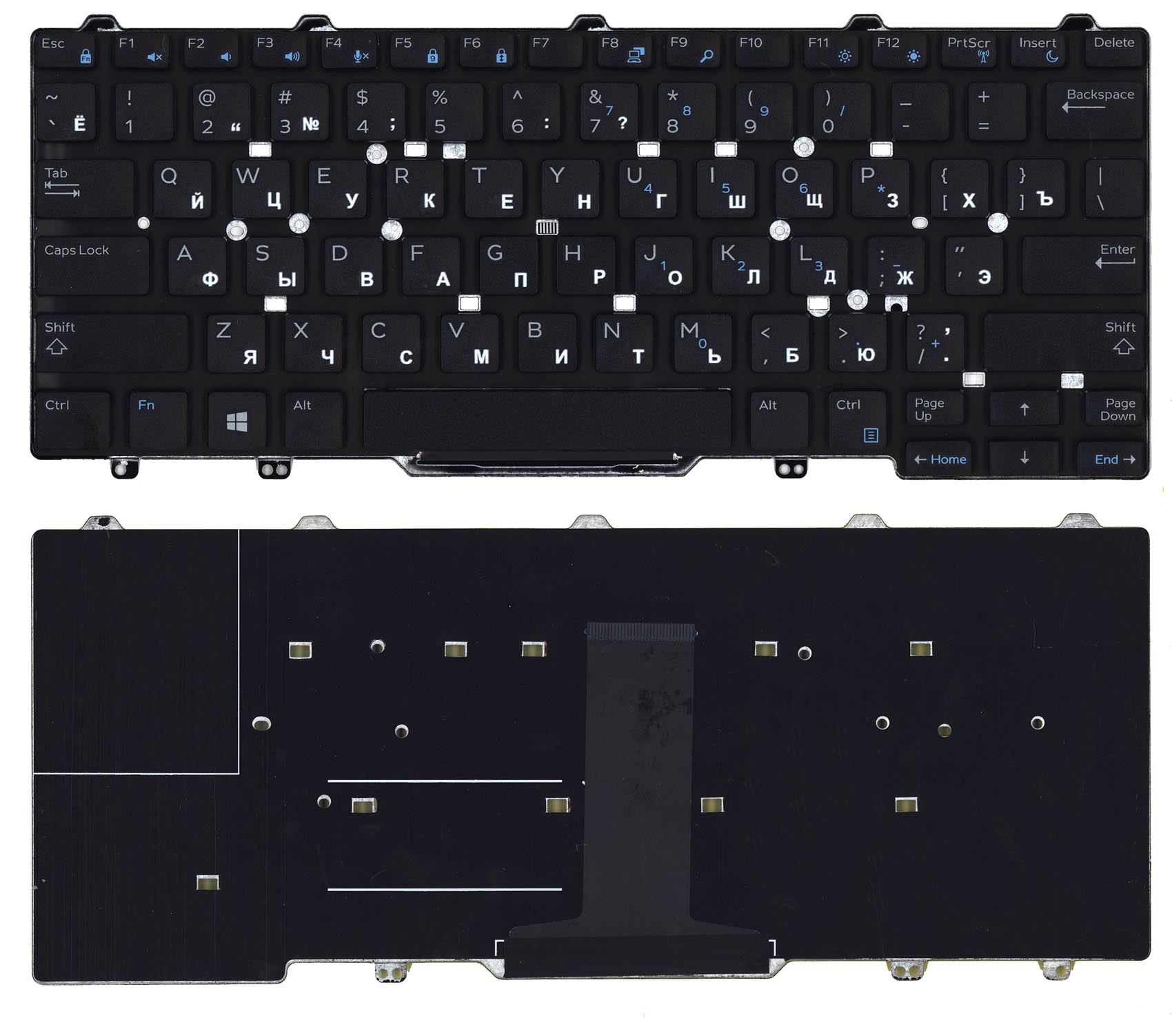 Клавиатура для ноутбука Dell Latitude E5470 E7470 черная без рамки и указателя