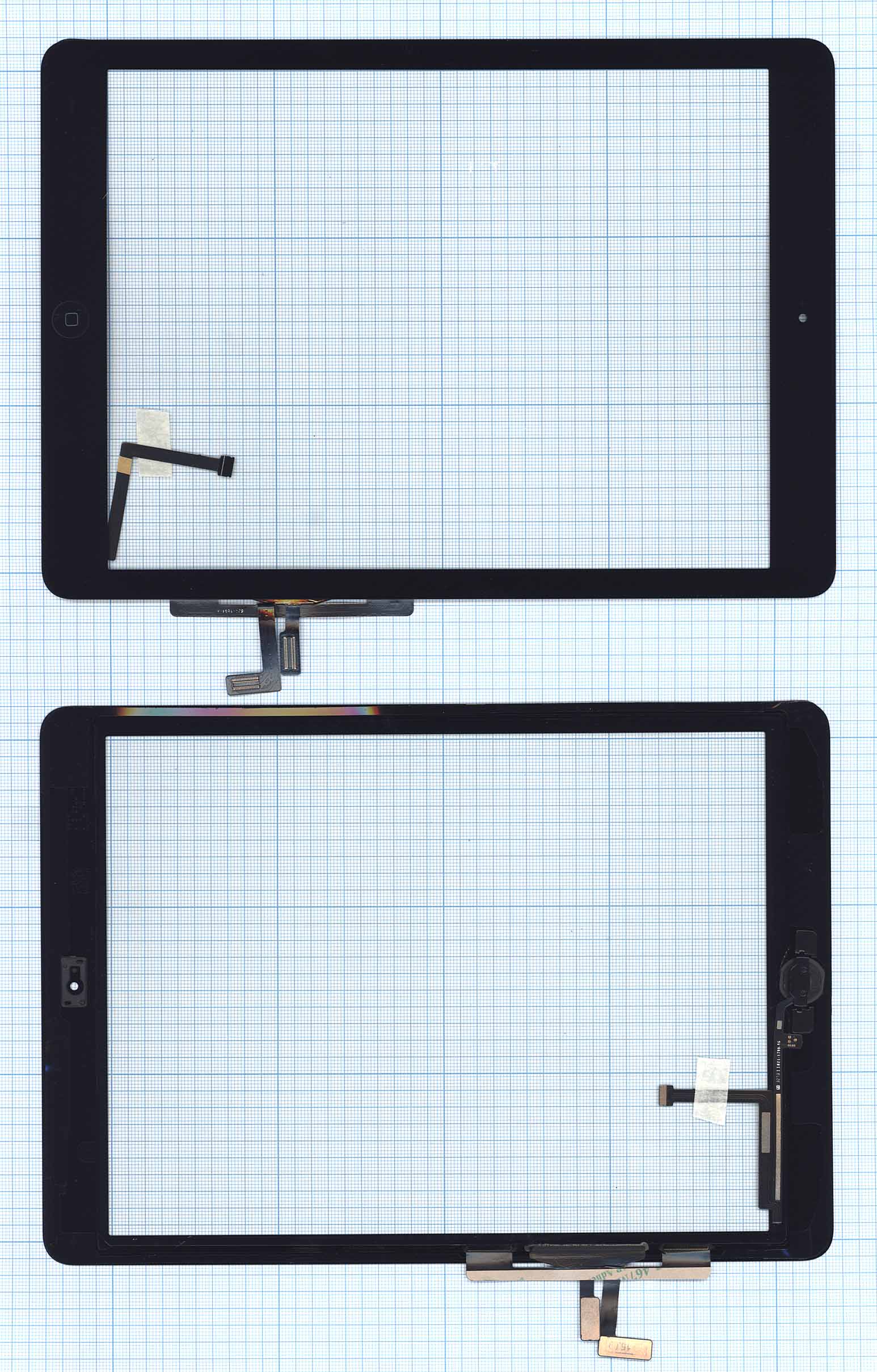 Тачскрин для iPad Air 1/5  2013/2017 (A1474/A1475/A1476/A1822/A1823) черный с кнопкой