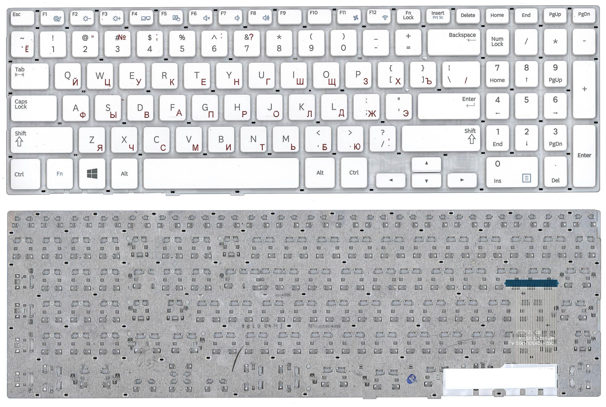 Клавиатура для ноутбука Samsung NP370R5E NP510R5E белая