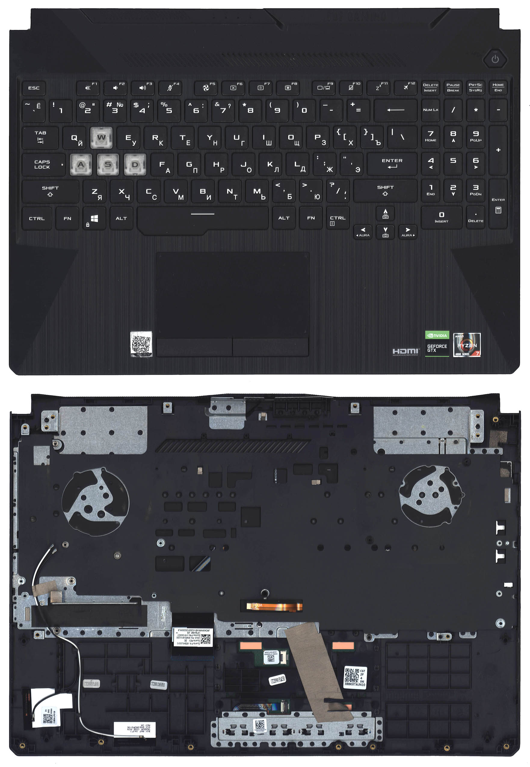 Топкейс для Asus FX506 FX506U черный с подсветкой