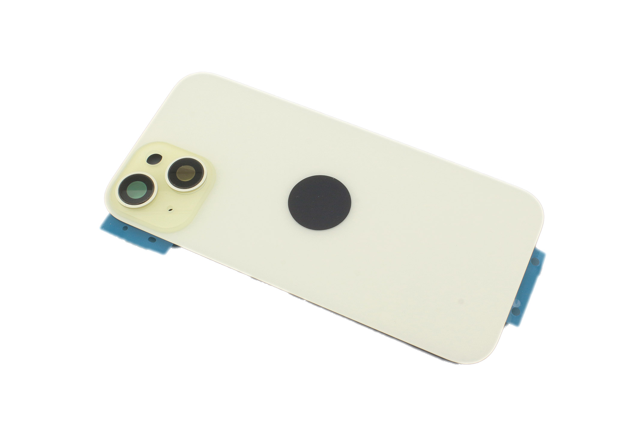 Задняя крышка (стекло) для iPhone 15 (A3090) в сборе со стеклом камеры желтая
