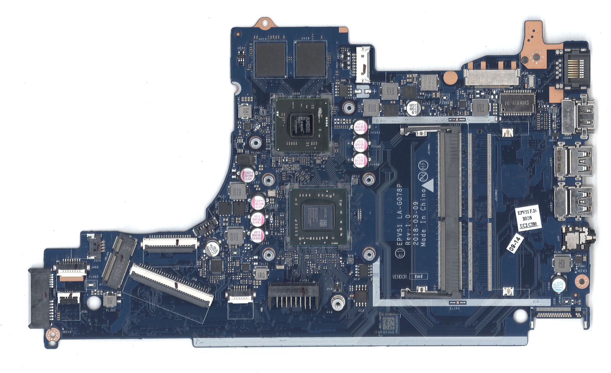 Материнская плата LA-G078P HP 255 G7 15T-DB 15-DB 15-DA 530 2GB A6-9225 L48204-001