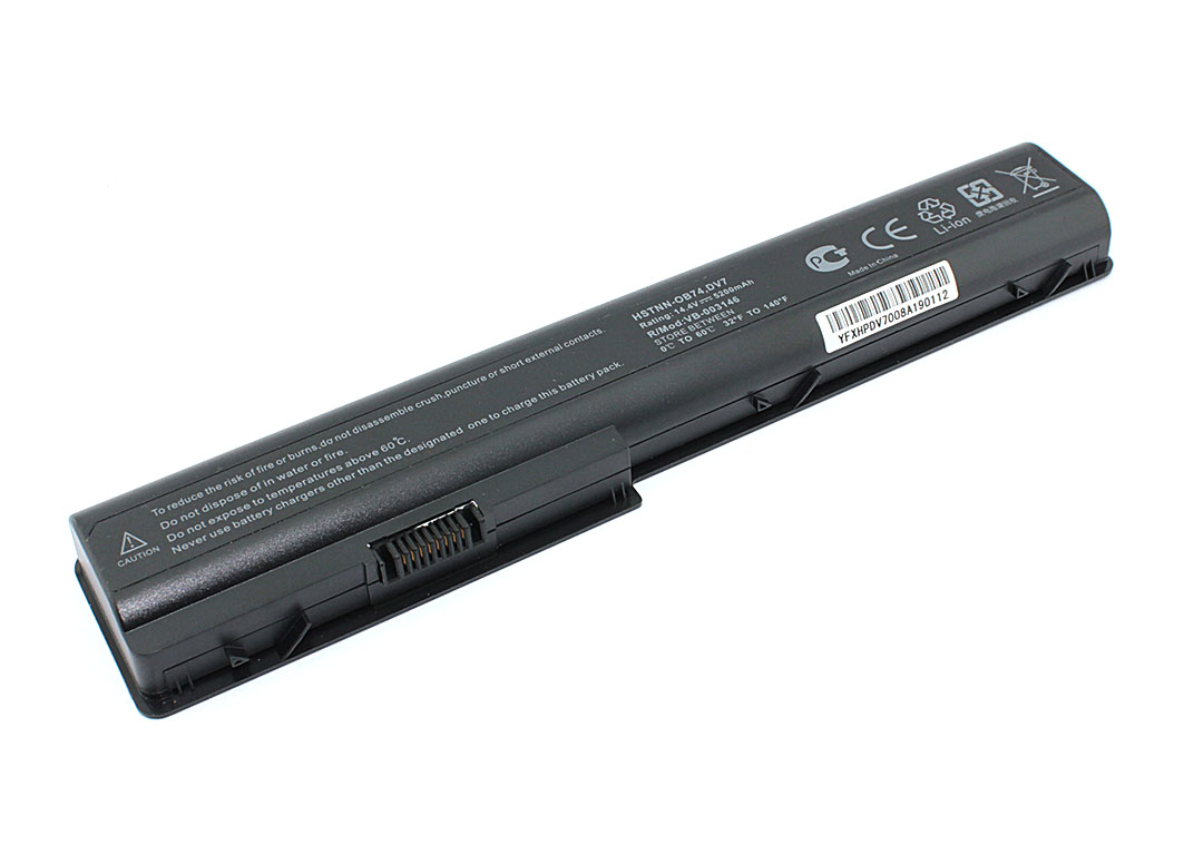 Аккумуляторная батарея для ноутбука HP Pavilion DV7, HDX18, Compaq  CQ71 5200mAh 14.4V OEM черная