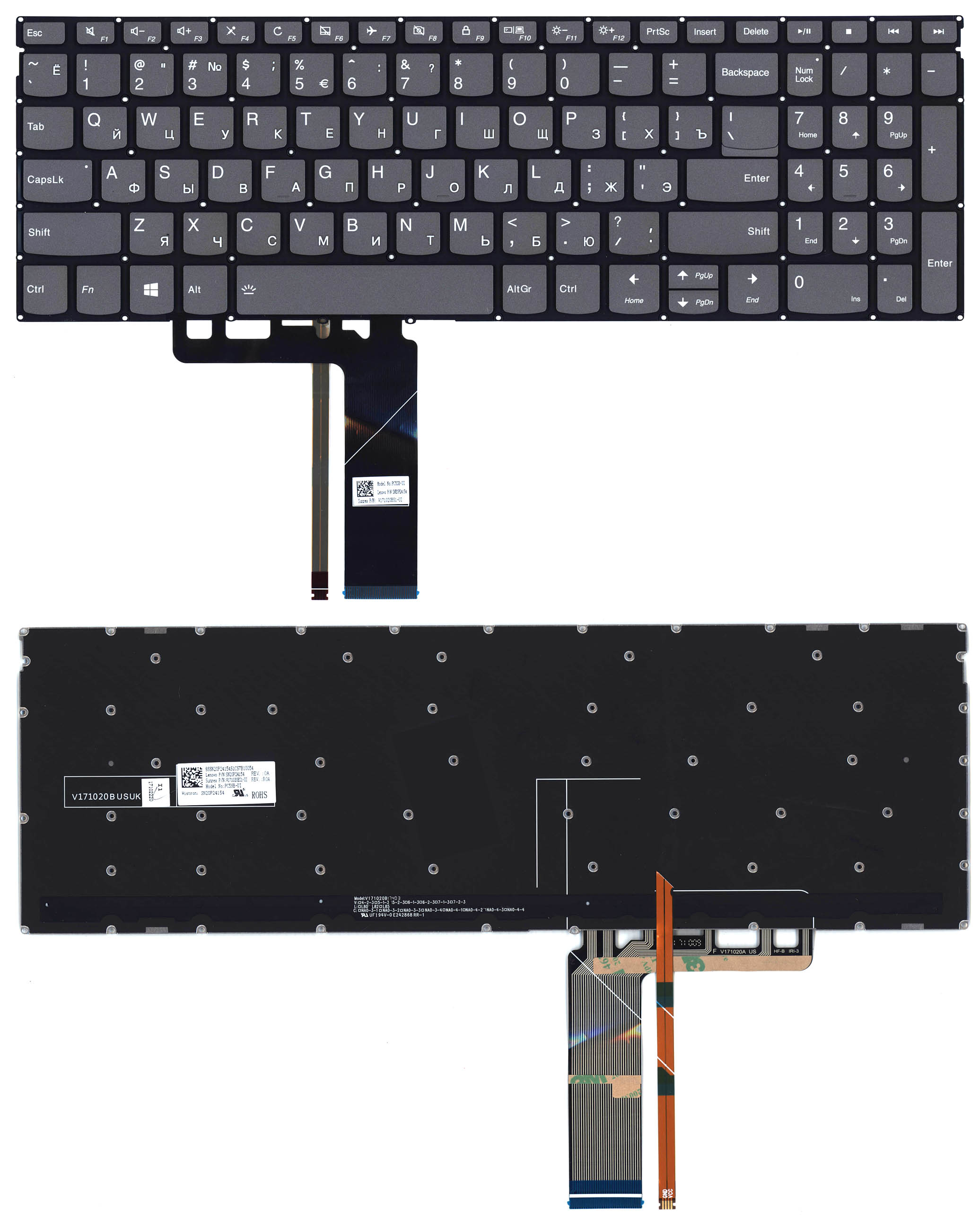Клавиатура для ноутбука Lenovo ThinkBook 15-IIL 15-IML черная с подсветкой
