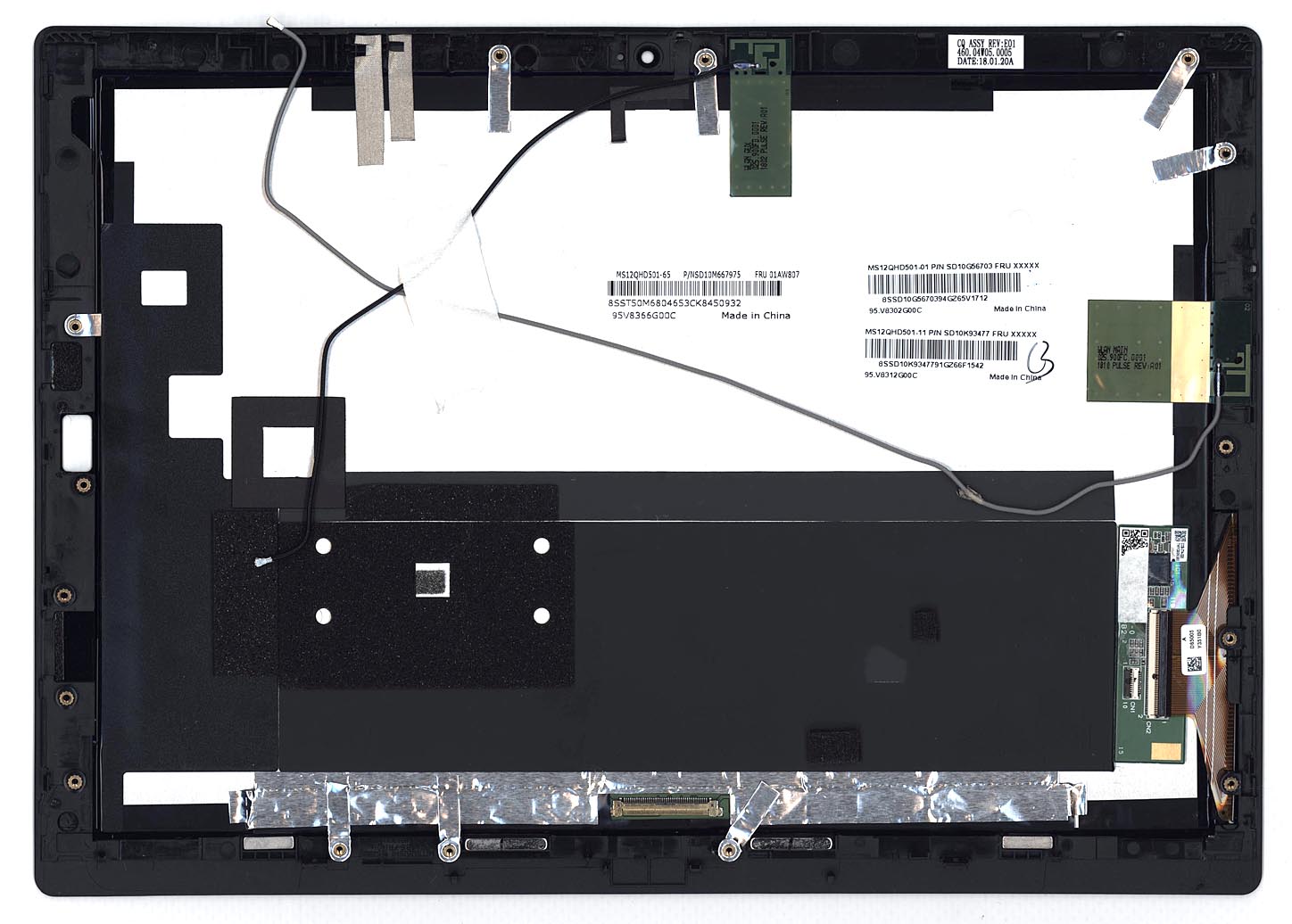Модуль (матрица + тачскрин) для Lenovo ThinkPad X1 Tablet 1st/2nd черный с рамкой