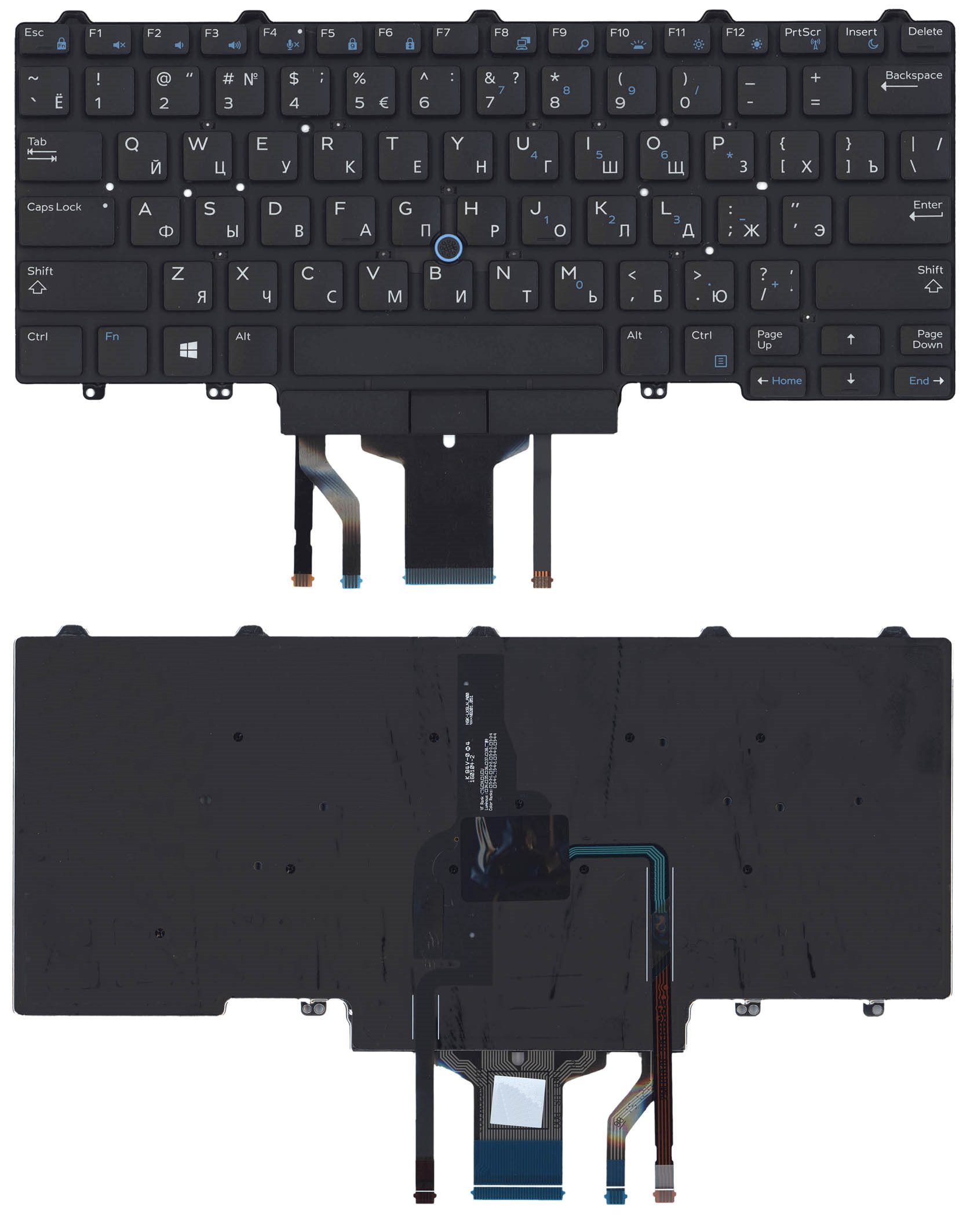 Клавиатура для ноутбука Dell Latitude E5470 E7470 черная с подсветкой и указателем