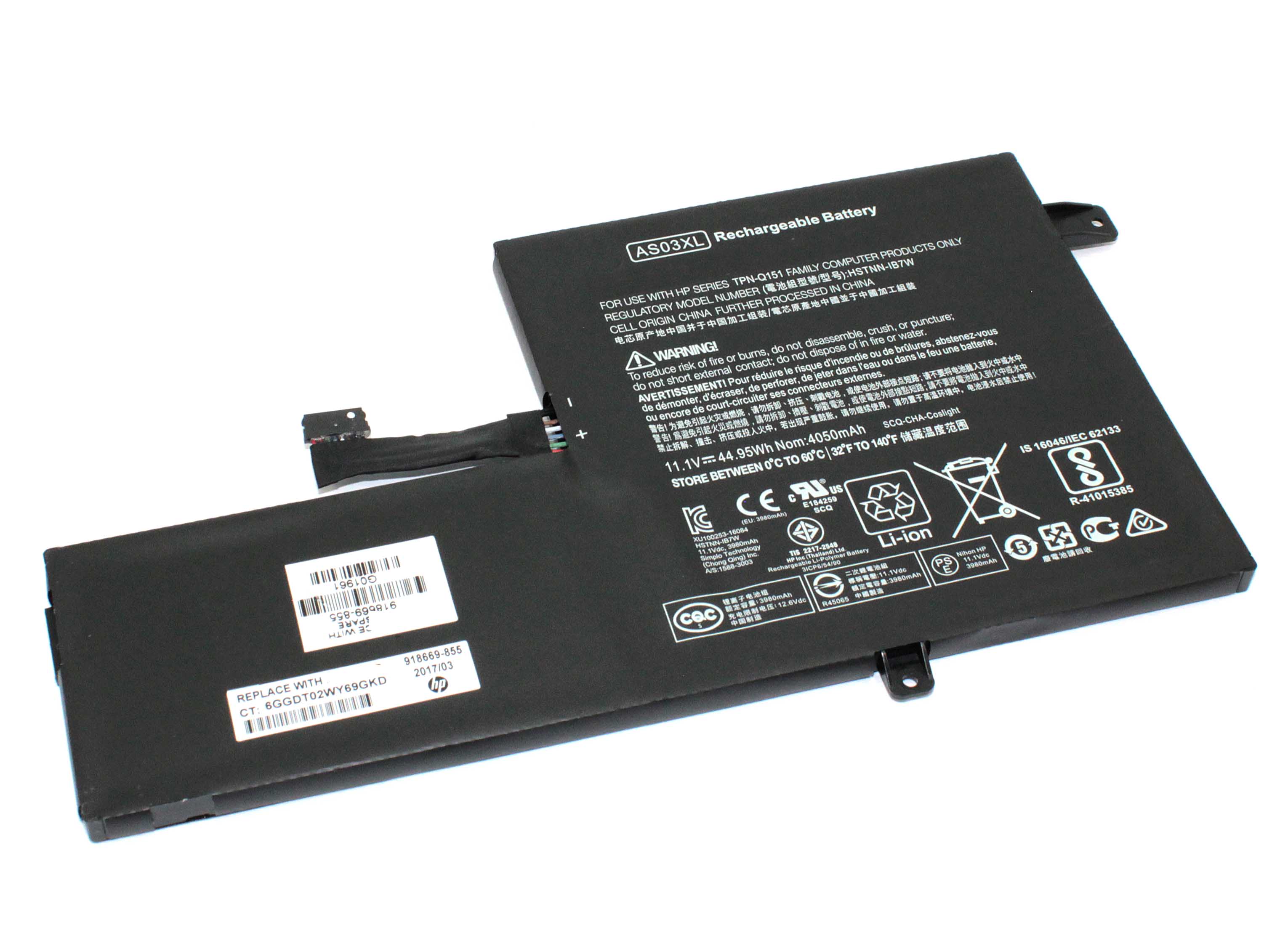 Аккумуляторная батарея для ноутбука HP Chromebook 11 G5 (AS03XL) 11.1V 44.95Wh