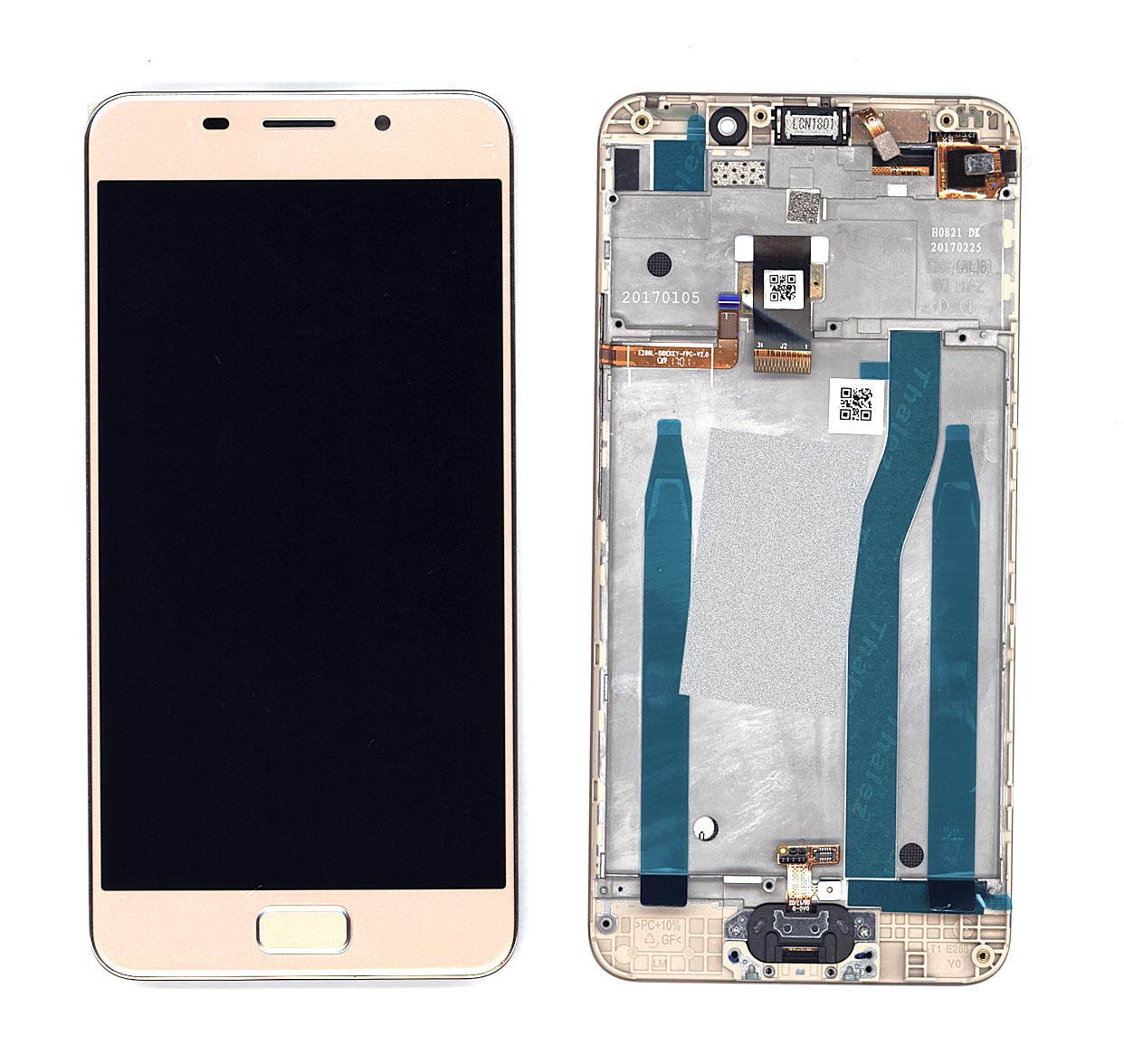 Дисплей для Asus ZenFone 3s Max ZC521TL золотой с рамкой