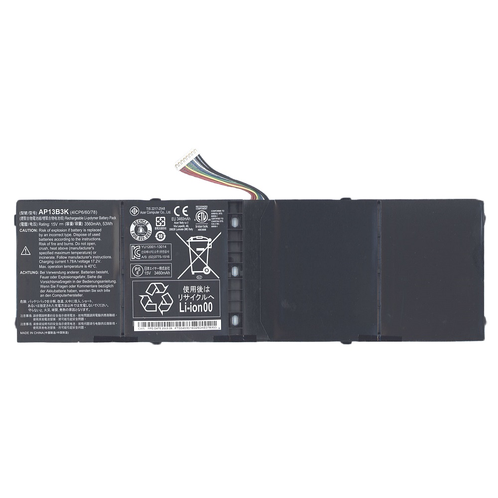 Аккумуляторная батарея для ноутбука Acer Aspire V7-482 (AP13B3K) 15V 3560mAh 53Wh