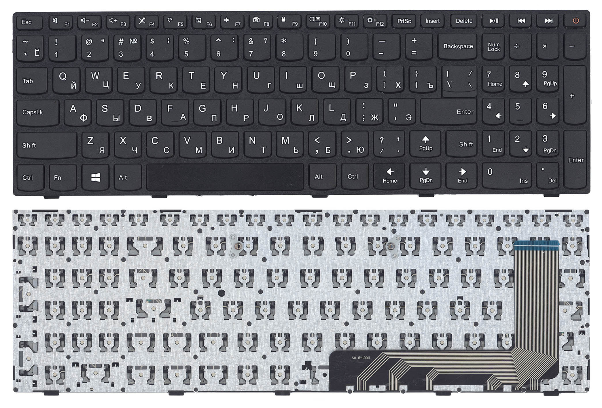 Клавиатура для ноутбука Lenovo IdeaPad 110-15ISK 110-17ACL черная с рамкой