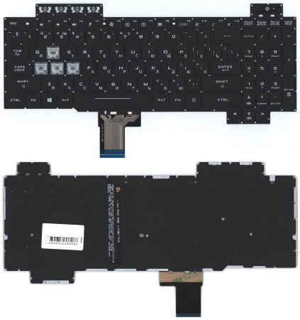 Клавиатура для ноутбука Asus Gaming FX504 черная с белой подсветкой