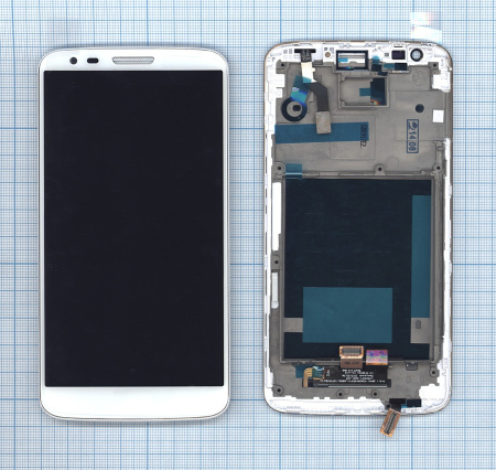 Дисплей для LG G2 D802 белый с рамкой