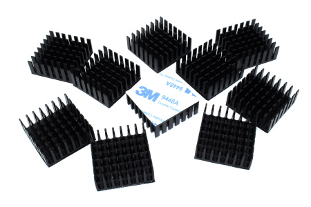 Аллюминиевый радиатор 28х28х11 мм с термоскотчем 3M 9448A 10 шт