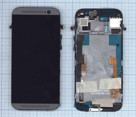 Дисплей для HTC One M8 черный с рамкой