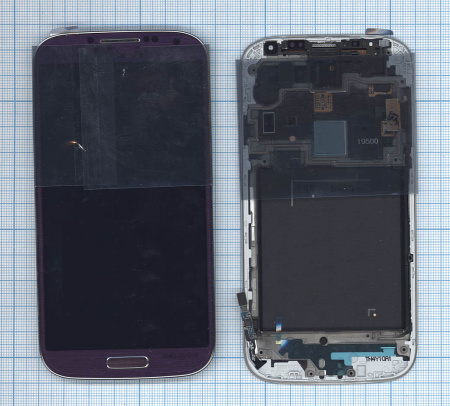 Дисплей для Samsung Galaxy S4 GT-I9500 фиолетовый с рамкой
