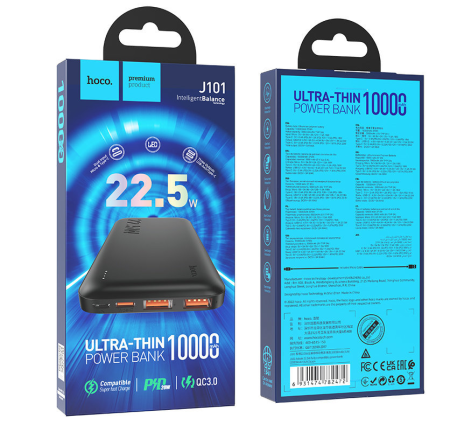 Внешний аккумулятор Powerbank HOCO J101 Astute, 10000mAh черный